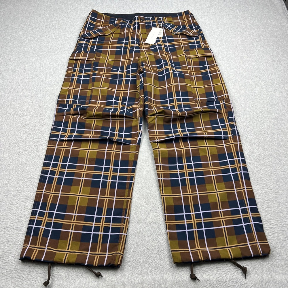 NEW Nanamica x Awake NY Cargo Pants Mens 36 Brown Plaid ALPHADRY M-51 Trousers